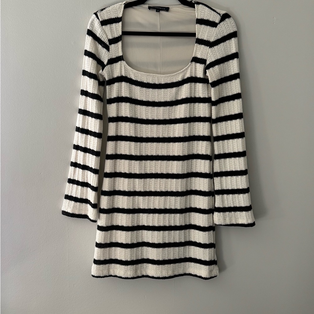 Dynamite Striped Black and White Knit Dress